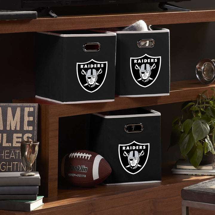 Franklin Sports NFL Storage Bins - Collapsible Cube Container + Storage Basket - NFL Office, Bedroom + Living Room Décor - 11"x11" Las Vegas Raiders