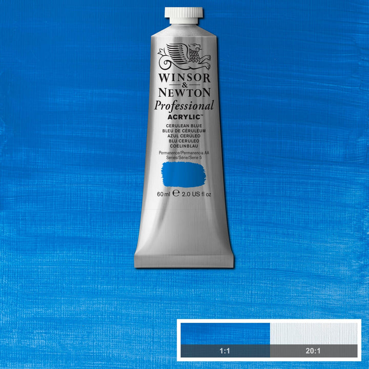 Winsor & Newton Professional Acrylic Paint, 60ml (2-oz) Tube, Cerulean Blue 2-oz Tube