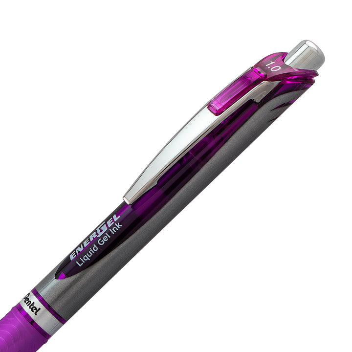 Pentel EnerGel RTX Retractable Liquid Gel Pen, Bold Line, Metal Tip, Violet Ink, Box of 12 (BL80-V) 12 Pack 1.0mm