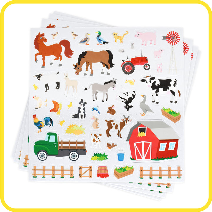 READY 2 LEARN Foam Stickers - Farm - Pack of 180 - Self-Adhesive Stickers for Kids - 3D Puffy Farm Stickers for Laptops, Party Favors and Crafts