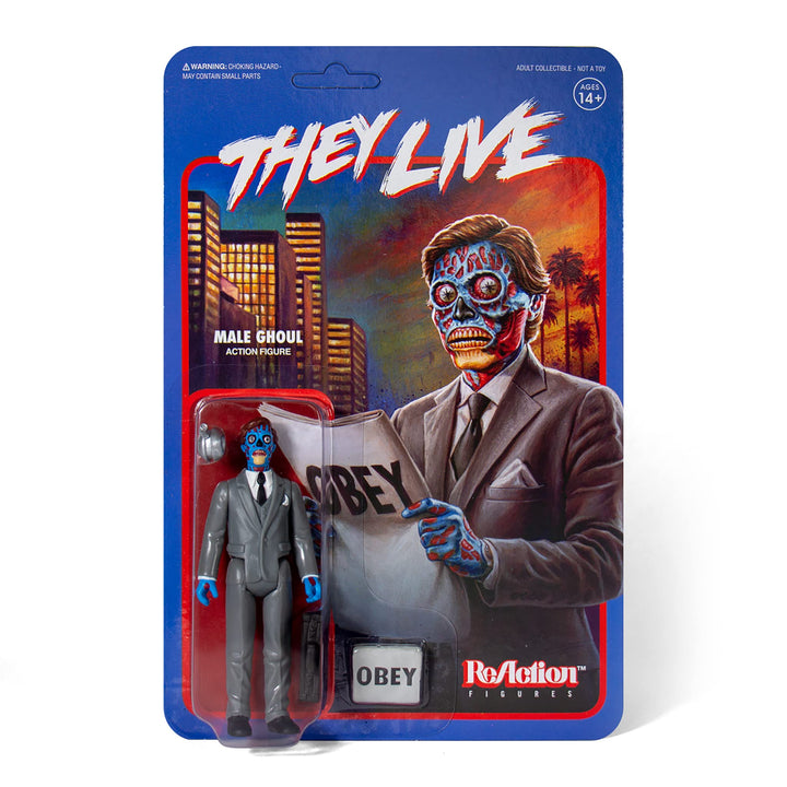 Super7 They Live Male Ghoul - 3.75" They Live Action Figure with Accessories Classic Horror Collectibles and Retro Toys Male (Blue)