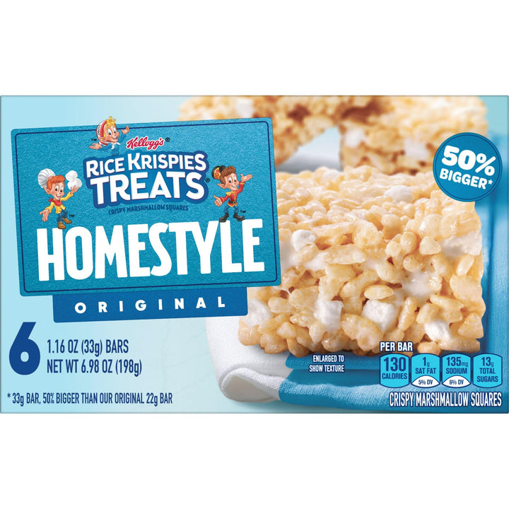 Rice Krispies Treats Homestyle Marshmallow Snack Bars, Kids Snacks, Lunch Snacks, Original, 27.9oz Box (24 Bars) 24 Count