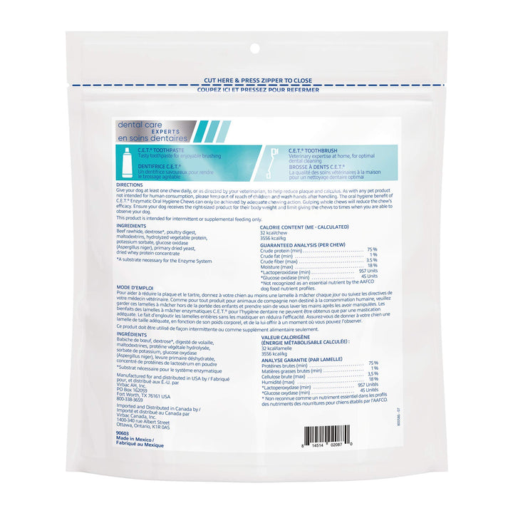 Virbac CET Enzymatic Oral Hygiene Chews for Dogs, Beef, 8.5 ounces 8.5 Ounce (Pack of 1)
