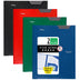 Five Star 2 Pocket Folders, 4 Pack, Plastic Folders with Stay-Put Tabs and Prong Fasteners, Holds 8-1/2" x 11" Paper, Writable Label, Black, Fire Red, Forest Green, Pacific Blue (38048) Black, Red, Green, Blue