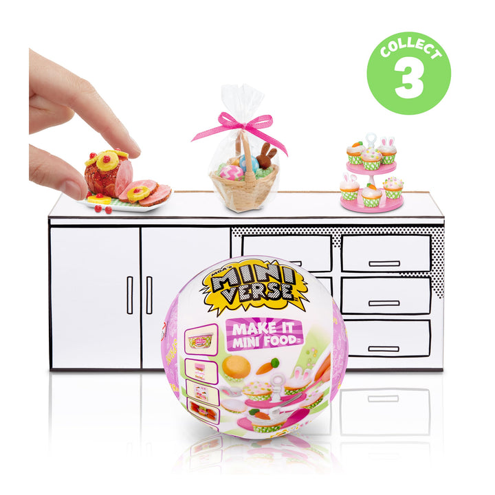 MGA's Miniverse Make It Mini Food Spring Series 3 Count(Pack of 1) Collectibles, Easter, Blind Mystery Packaging, DIY, Crafts, Resin Play, Kitchen Replica Food, NOT Edible, Collectors, 8+