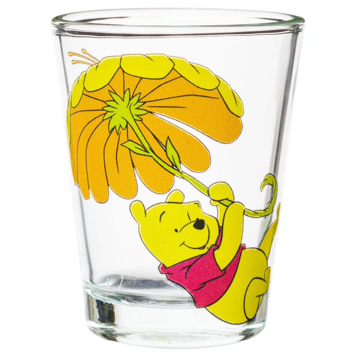 Silver Buffalo Disney Winnie the Pooh Retro Art 4 Pack Mini Glass Set, 1.5 Ounces