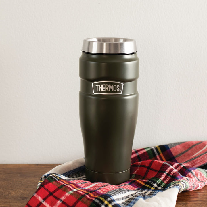 THERMOS Stainless King Vacuum-Insulated Travel Tumbler, 16 Ounce, Matte Green