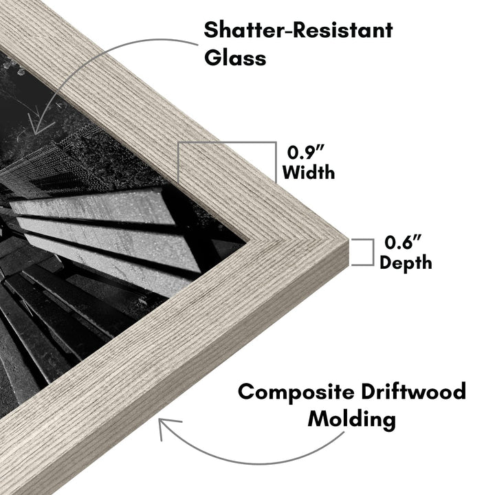 Americanflat 8x12 Picture Frame in Driftwood - Engineered Wood Photo Frame with Shatter-Resistant Glass, Hanging Hardware, and Easel for Wall and Tabletop Display