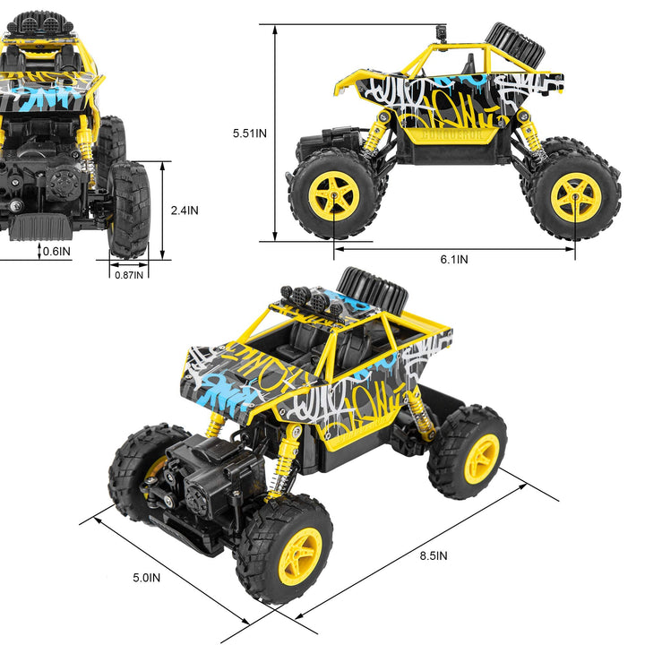 2PACK Remote Control Car for Boys Girls, RC Stunt Car 4WD Monster Truck 2.4Ghz with 6 Rechargeable Batteries Dual Motors Unique Graffiti Off Road Toy Cars