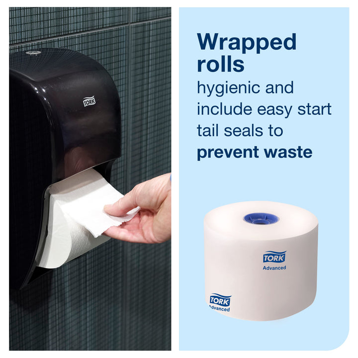 Tork Twin Toilet Paper Roll Dispenser, White - T26 + Refill - Toilet Paper Roll (36 x 1000 sheets), Advanced, White Bundle