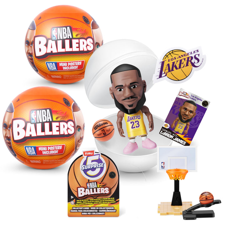 5 Surprise NBA Ballers Series 1 (2 Pack) Toy Mystery Capsule Figurine by ZURU for Kids, Teens, Adults- Players Like Luka Dončić, LaMelo Ball, Jayson Tatum, James Harden and Kevin Durant