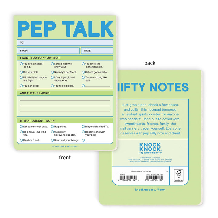 Knock Knock Pep Talk Nifty Note Pad (Second Edition), Funny Notepads for Coworkers, Friends, Parent Pep Talks Message Pads, 4 x 5.25-inches