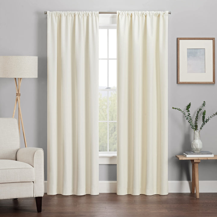 Eclipse Kendall Modern Blackout Thermal Rod Pocket Window Curtain for Bedroom or Living Room (1 Panel), 42 X 84, Ivory