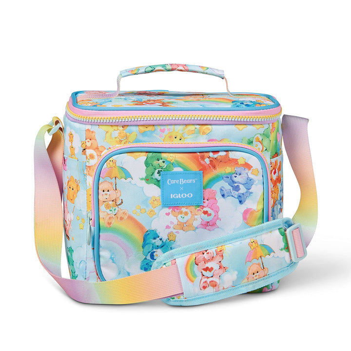 Igloo 90s Retro Collection Square Lunch Box Cooler with Front Pocket and Adjustable Strap Carebears