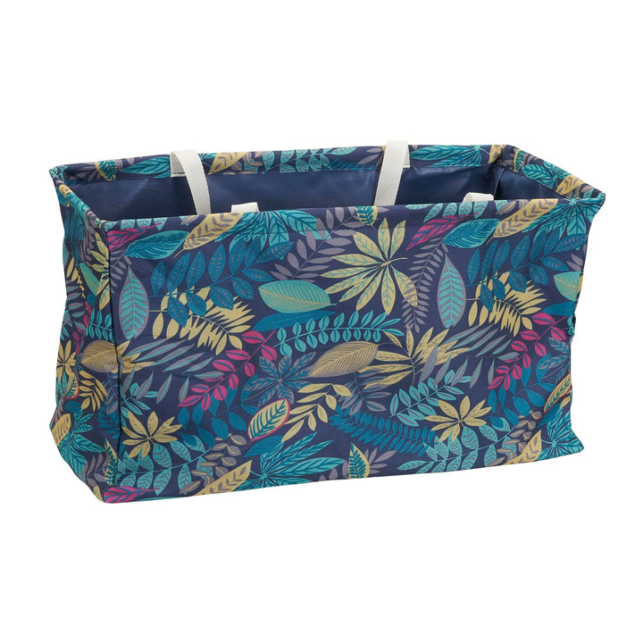 Household Essentials Krush Canvas Utility Tote| Reusable Beach Bag | Blue Palm Leaf Short Rectangular