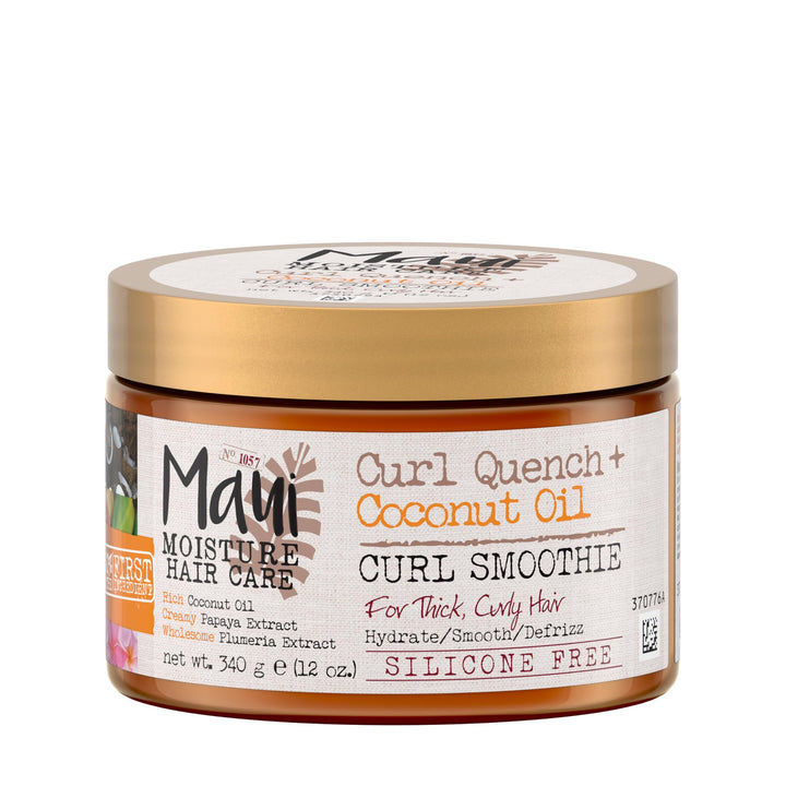 Maui Moisture Curl Quench + Coconut Oil Hydrating Curl Smoothie, Creamy Silicone-Free Styling Cream for Tight Curls, Braids, Twist-Outs & Wash & Go Styles, Vegan & Paraben-Free, 12 Ounce