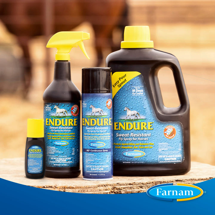 Farnam Endure Sweat-Resistant Horse Fly Spray, 14-Day Long Lasting Protection, 15 Ounces 15 oz continuous spray