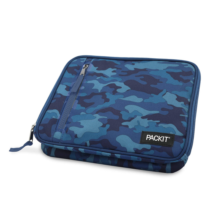 PackIt Freezable Classic Lunch Box, Blue Camo, Built with EcoFreeze Technology, Collapsible, Reusable, Zip Closure With Zip Front Pocket and Buckle Handle, Designed for Lunches