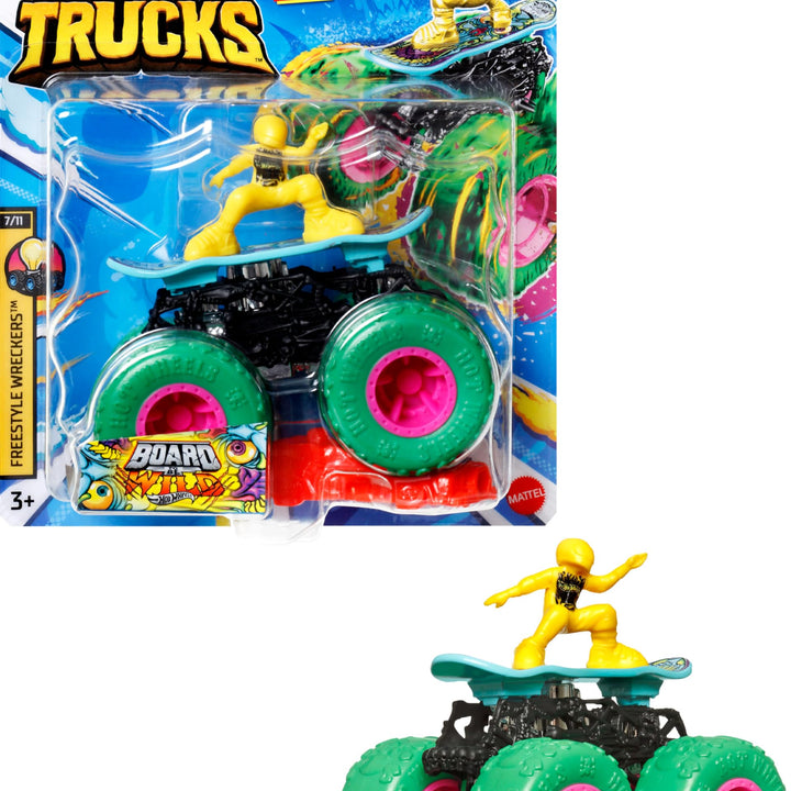 Hot Wheels Monster Trucks, 1 Toy Truck in 1:64 Scale & 1 Crushable Car, Vehicle Play for Kids & Collectors (Styles May Vary) Monster Trucks + Car