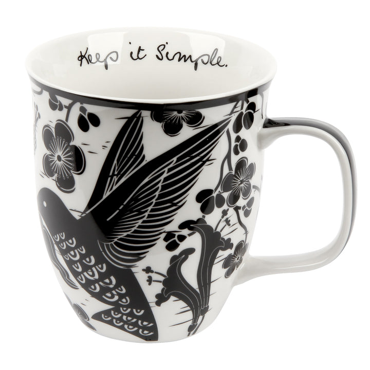 Karma Gifts 16 oz Black and White Boho Mug Hummingbird - Cute Coffee and Tea Mug - Ceramic Coffee Mugs for Women and Men, 1 Count (Pack of 1) 1 Count (Pack of 1)