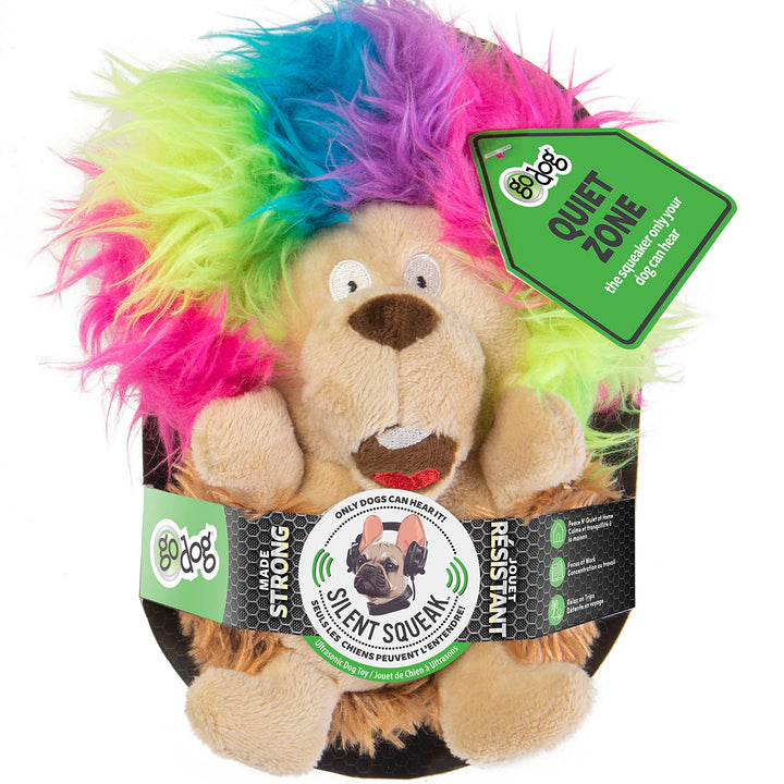 goDog Crazy Hairs Hedgehog Silent Squeak Plush Dog Toy, Chew Guard Technology - Brown, Small Crazy Hairs Hedgehog (Brown)