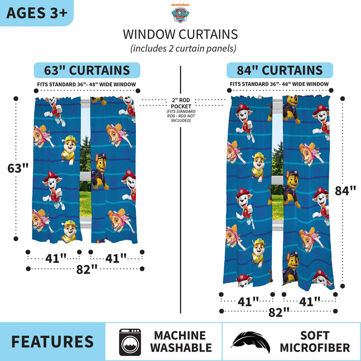 Franco Kids Room Window Curtains Drapes Set, 82 in x 63 in, Paw Patrol