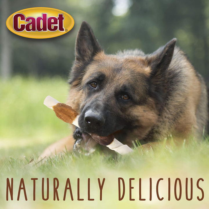 Cadet Gourmet X-Large Triple-Flavored Beef Hide Shish Kabob Dog Treats - Healthy & Natural Chicken, Liver, and Sweet Potato Dog Treats for Dogs Over 30 Lbs., 10 in. (4 Count)