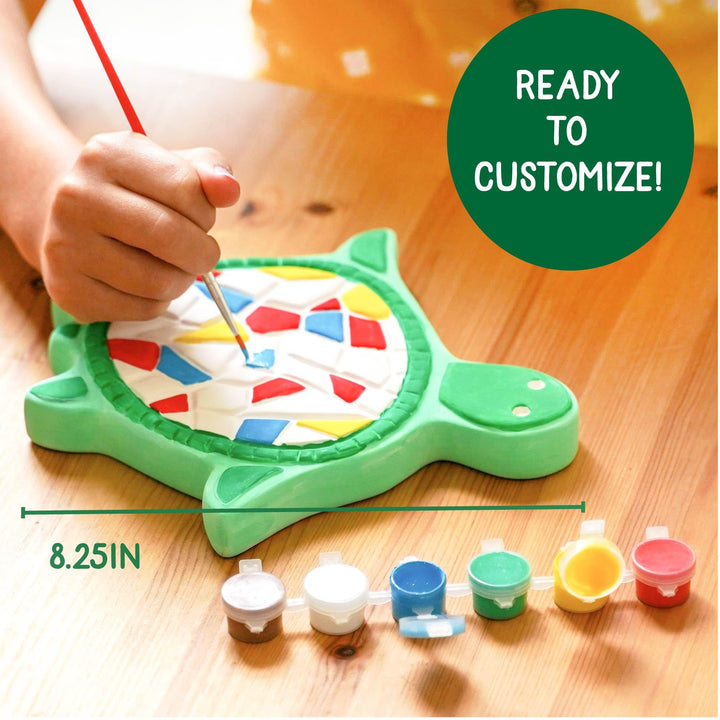 Creative Roots Mosaic Flower Garden Stepping Stone Kit, Includes 7-Inch Ceramic Stone & 6 Vibrant Paints, DIY Stepping Stone Kit for Kids Ages 6+