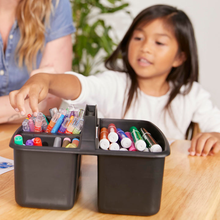 ECR4Kids 3-Compartment Storage Caddy, Supply Organizer, Black, 6-Pack