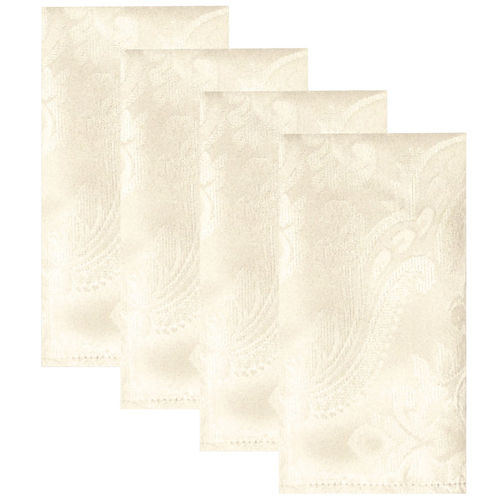 Elrene Home Fashions Caiden Elegance Damask Fabric Napkins (Set of 4), 17" x 17", Ivory 4 Count Napkins (Set of 4) 17" x 17"