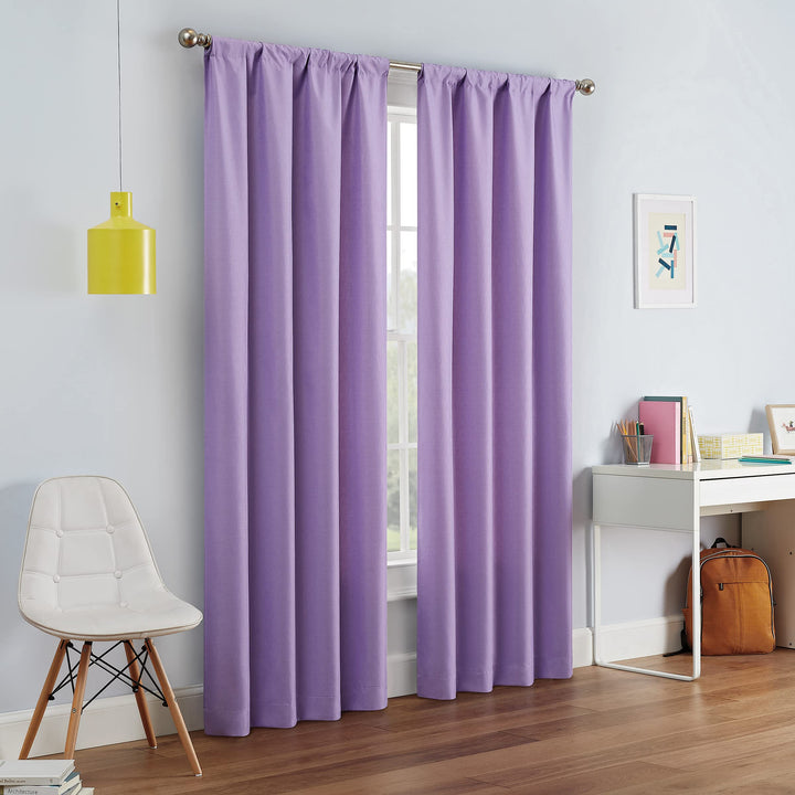 ECLIPSE Kendall Modern Blackout Thermal Rod Pocket Window Curtain for Bedroom or Living Room (1 Panel), 42 x 95, Light Purple