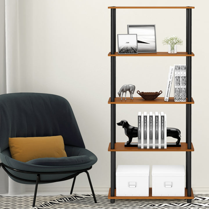 Furinno Turn-N-Tube 5-Tier Multipurpose Shelf / Display Rack / Storage Shelf / Bookshelf, Classic Tubes, Sonoma Oak/White 5-Tier Classic Tube