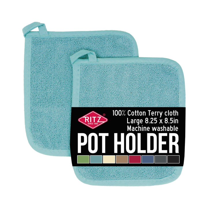 Ritz Terry Potholder & Hot Pad: Unparalleled Heat Resistant, Durable 100% Cotton  Ergonomically Designed for Optimal Grip  Easy-Care Machine Washable, Perfect for Your Kitchen  Dew, 2-Pk