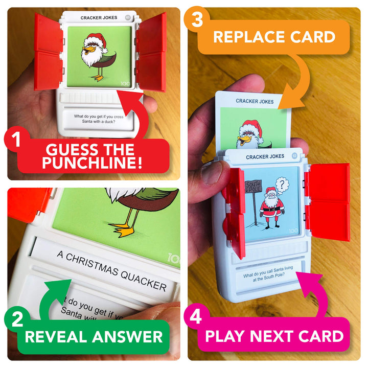 100 PICS Christmas Jokes Family Game - Secret Santa Stocking Stuffer and Travel Card Games