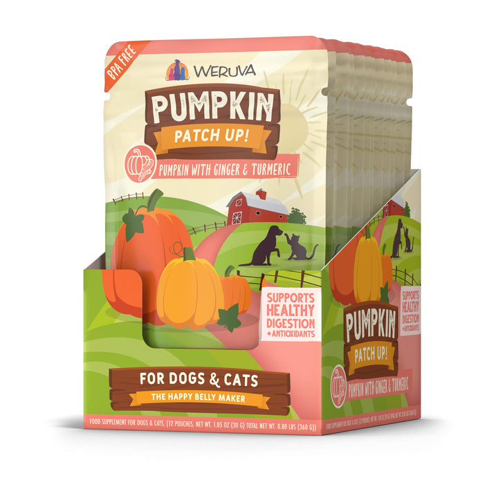 Weruva Pumpkin Patch Up! Pumpkin Pouches for Dogs & Cats Pumpkin with Ginger & Turmeric 1.05 Ounce (Pack of 12)