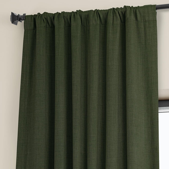 HPD Half Price Drapes Faux Linen Room Darkening Curtains - 96 Inches Long Luxury Linen Curtains for Bedroom & Living Room (1 Panel), 50W X 96L, Tuscany Green