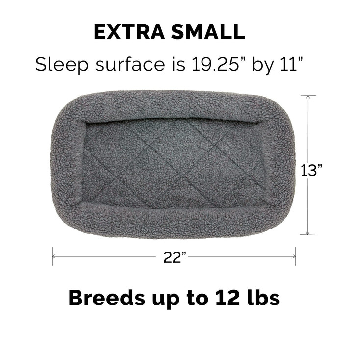 Furhaven Dog Bed for Extra Small Dogs & Indoor Cats, 100% Washable, Sized to Fit Crates - Sherpa Fleece Bolster Crate Pad - Gray, Extra Small