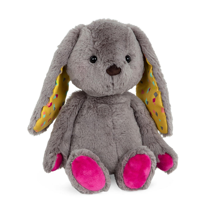 B. toys- B. softies- 12" Plush Bunny- Huggable Stuffed Animal Rabbit Toy- Soft & Cuddly Plush Bunny – Washable – Newborns, Toddlers, Kids- Happy Hues- Sprinkle Bunny - 0 Months + Dark Grey