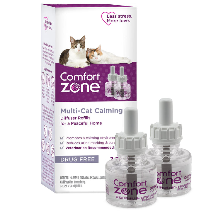 2 Refills, Comfort Zone Multi-Cat Pheromone Diffuser Refills (60 Days) For A Peaceful Home, Veterinarian Recommended, Stop Cat Fighting, Reduce Spraying, Scratching, & Other Problematic Behaviors