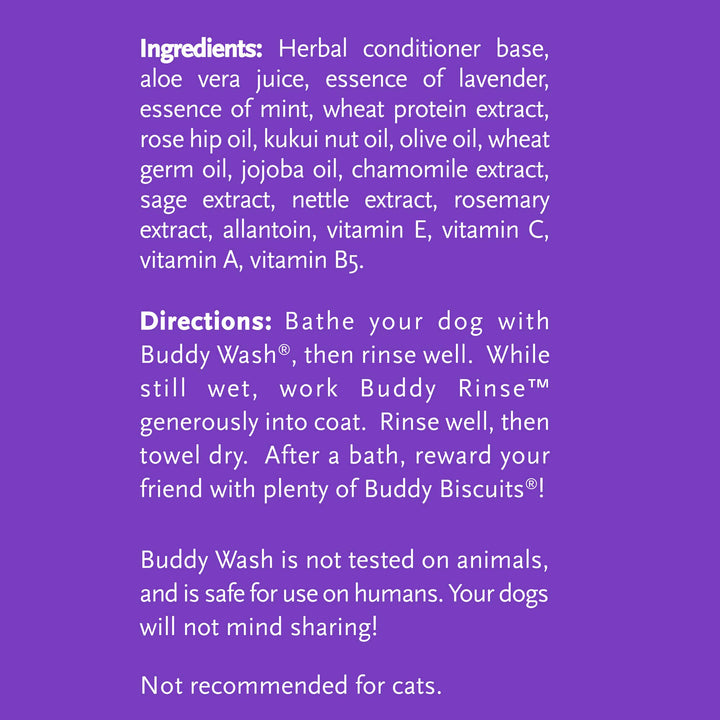 Buddy Rinse Conditioner for Dog Grooming Dog, Lavender & Mint, 16 oz. Bottle