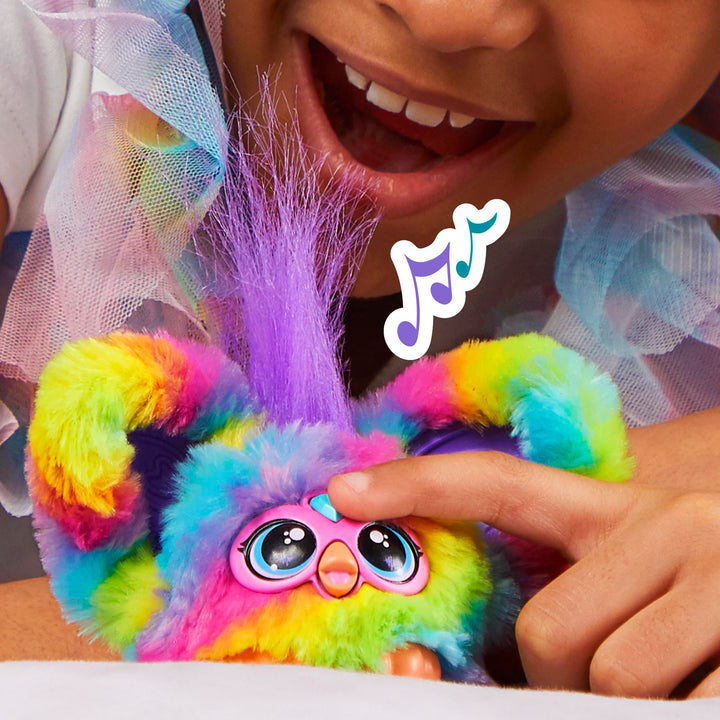 Furby Furblets Ray-Vee Mini Friend, 45+ Sounds, Electronica Music & Furbish Phrases, Electronic Plush Toys for Girls & Boys 6 Years & Up, Rainbow Ray-vee (Electronica Music)