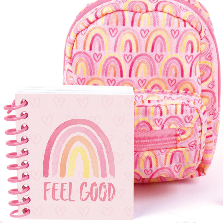 3C4G: Mini Stationary Backpack: Pink - Rainbow Pattern, Stocked with Everything Mini, Make It Real, Three Cheers for Girls, Tween & Girls, Kids Ages 8+