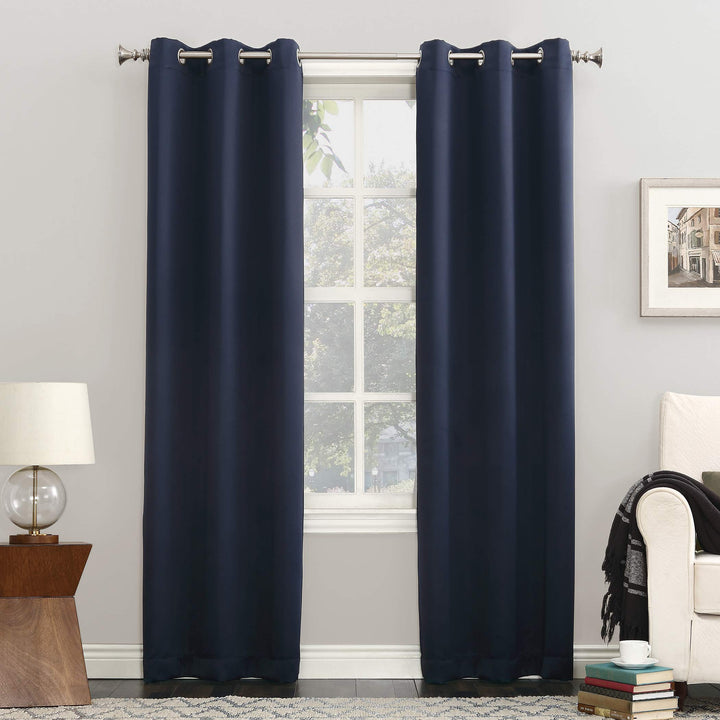 Sun Zero Easton Energy Saving Blackout Grommet Curtain Panel, 40" x 54", Navy Blue 40" x 54"