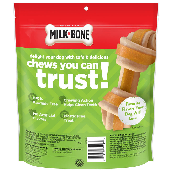 Milk-Bone Chews GnawBones Rawhide Free Dog Treats, Chicken, 30 Long Lasting Mini Knotted Bones 1.19 Pound (Pack of 1)