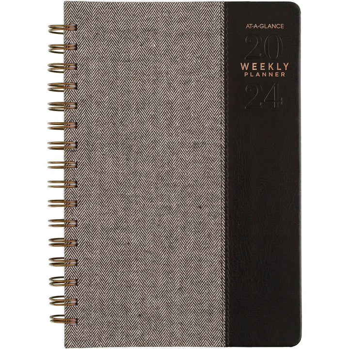 AT-A-GLANCE 2024 Weekly & Monthly Planner, 5-1/2" x 8-1/2", Small, Wirebound, Signature Collection, Black (YP2000524) 2024 Old Edition