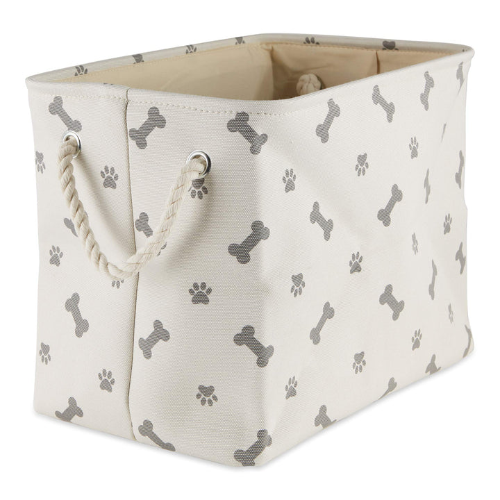 Bone Dry Pet Storage Collection Paw and Bone Print, Large Rectangle, 17.5x12x15", Gray Large Rectangle, 17.5x12x15"