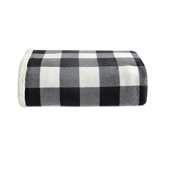 Eddie Bauer - Throw Blanket, Super Soft Reversible Sherpa Flannel Bedding, Ideal Christmas & White Elephant Gifts, Cozy Plaid Throw Blankets for Couch (Cabin Plaid Grey, Throw) Grey/Black