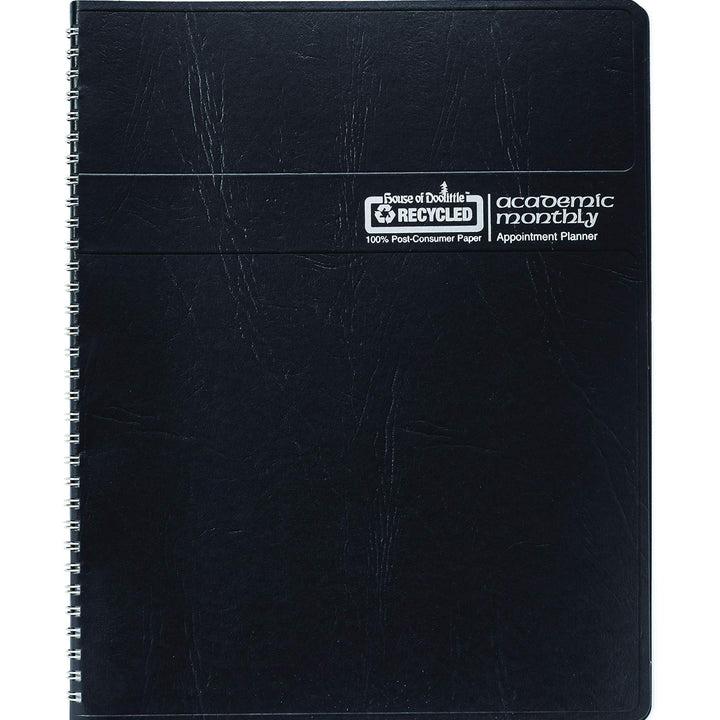 2024-2025 House of Doolittle 8.5-inch x 11-inch Academic Monthly Planner, Leatherette Cover, Black (26502-25)