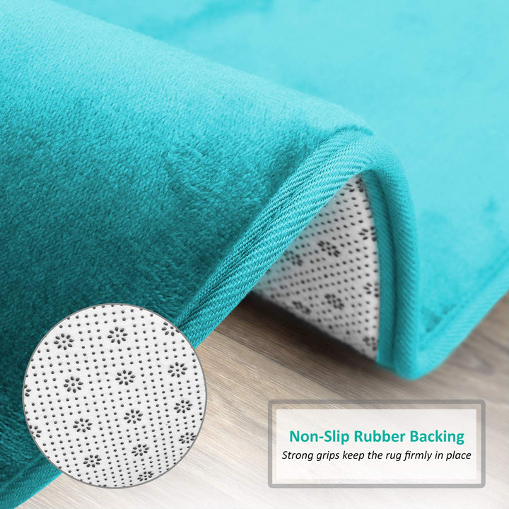 Clara Clark Bathroom Rugs, Velvet Memory Foam Bath Mat, Non-Slip, Machine Washable Bath Rugs - Dries Quickly, Ultra Soft Plush Bath Mats for Bathroom, 17 x 24, Teal Blue Solid