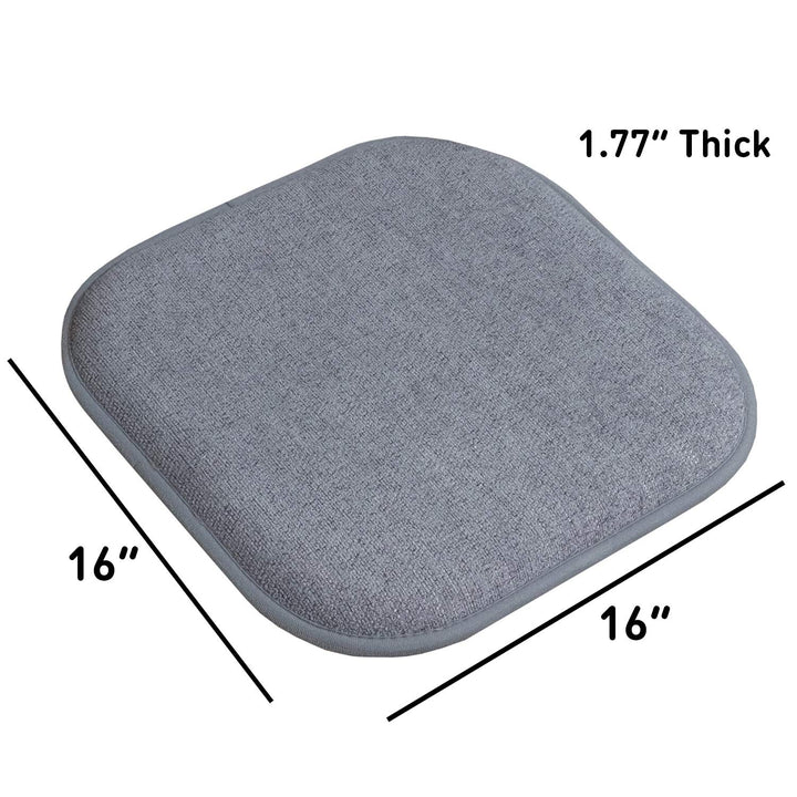 Sweet Home Collection Chair Cushion Memory Foam Pads Honeycomb Pattern Slip Non Skid Rubber Back Rounded Square 16" x 16" Seat Cover, 2 Pack, Alexis Blue/Gray